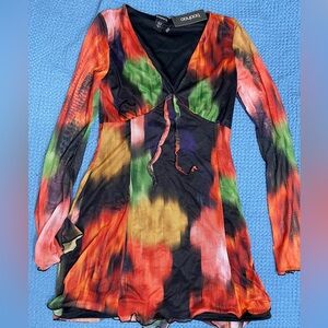 Boohoo mini floral mesh dress